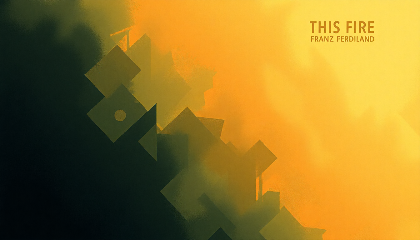 Fan-driven abstract illustration evoking the emotional arc of This Fire by Franz Ferdinand