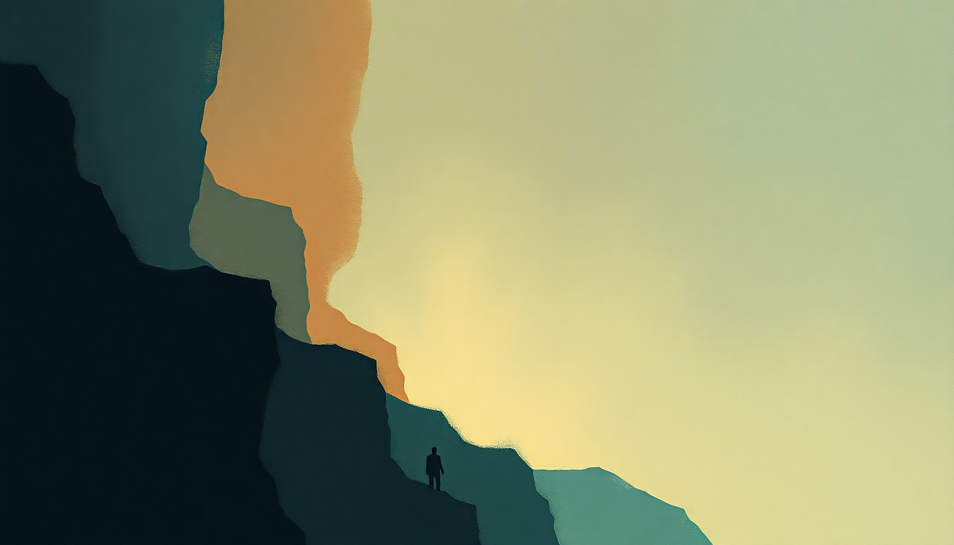 Fan-driven abstract illustration evoking the emotional arc of This Is a Photograph by Kevin Morby