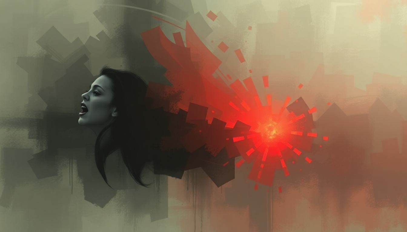 Fan-driven abstract illustration evoking the emotional arc of This Is the New Shit by Marilyn Manson