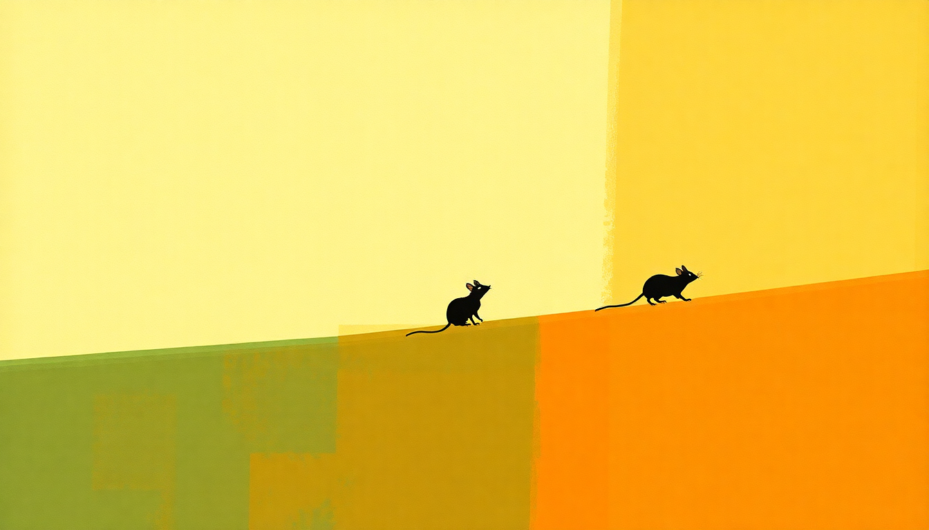 Fan-driven abstract illustration evoking the emotional arc of Three Blind Mice by Art Blakey