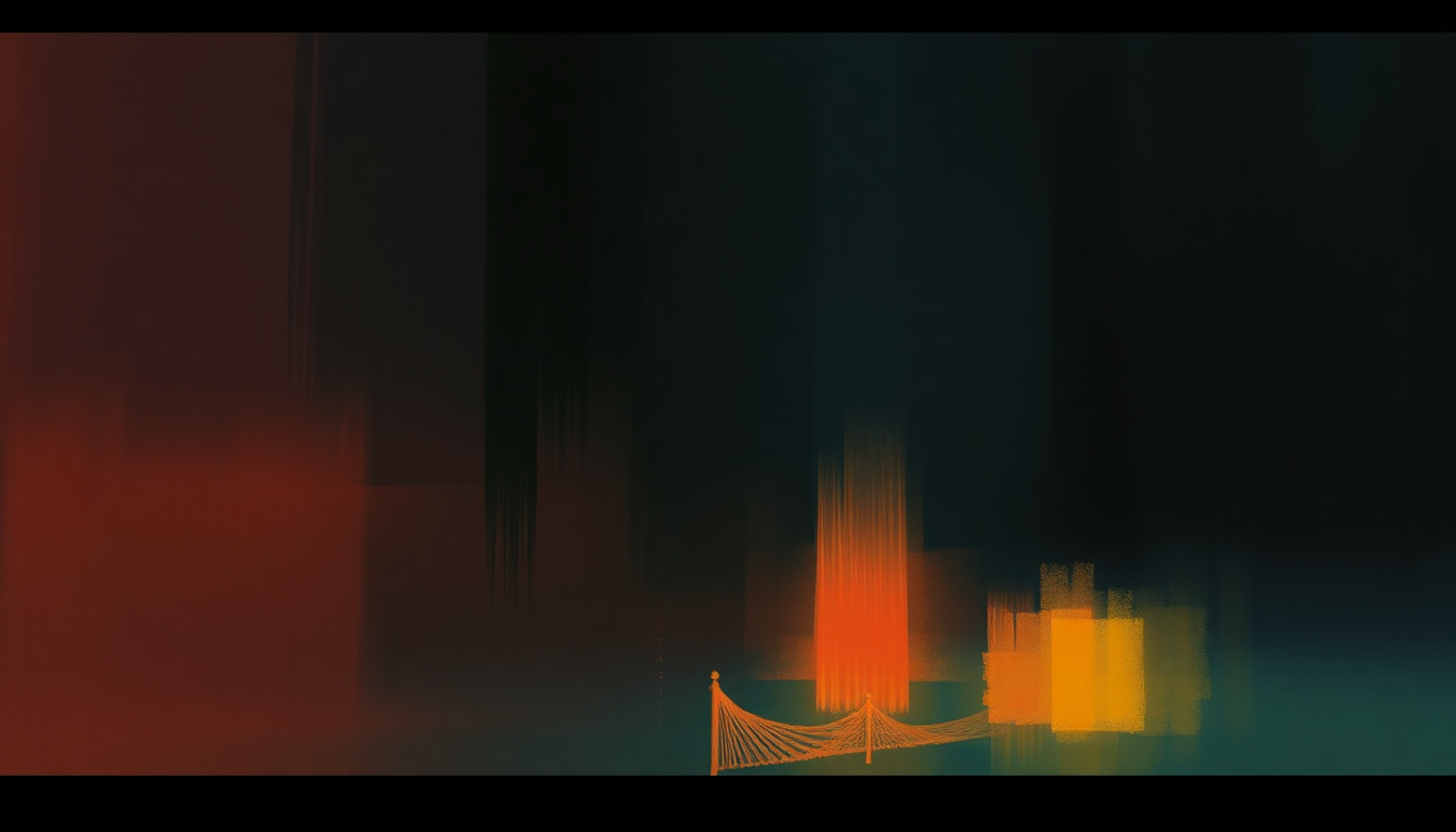Fan-driven abstract illustration evoking the emotional arc of Through the Barricades by Spandau Ballet