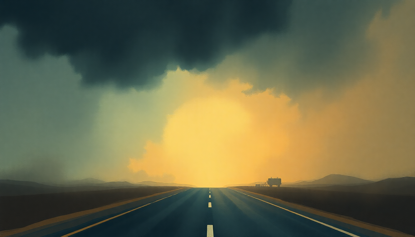 Fan-driven abstract illustration evoking the emotional arc of Thunder Road by Bruce Springsteen