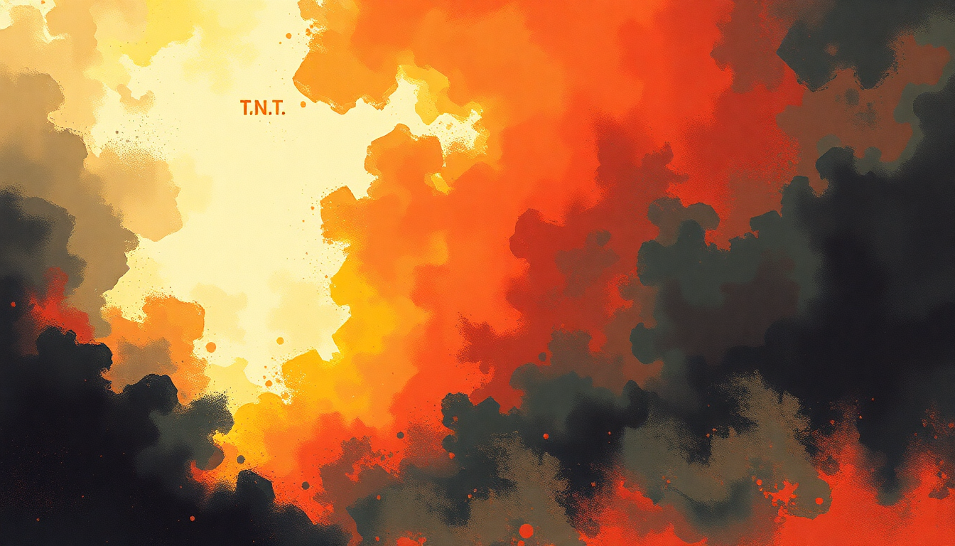 Fan-driven abstract illustration evoking the emotional arc of T.N.T. by AC/DC