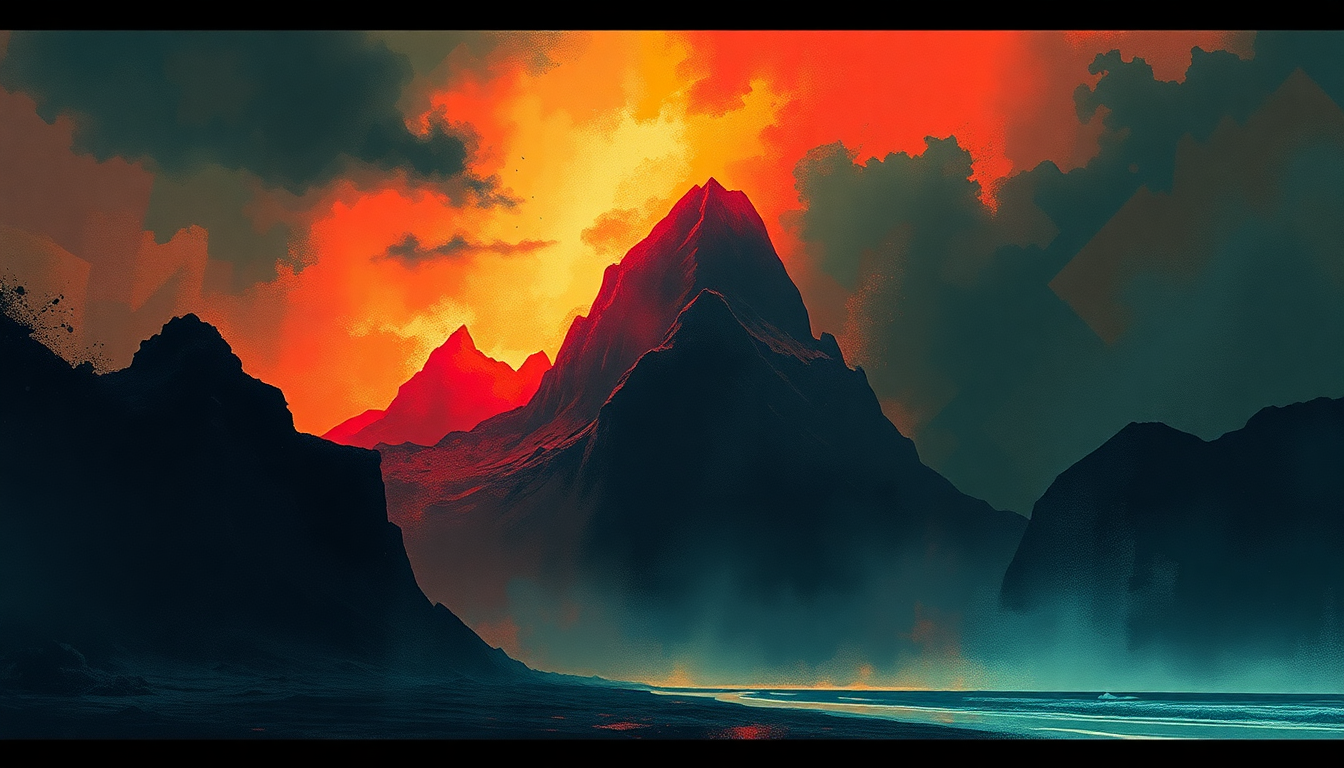 Fan-driven abstract illustration evoking the emotional arc of To Tame a Land by Iron Maiden