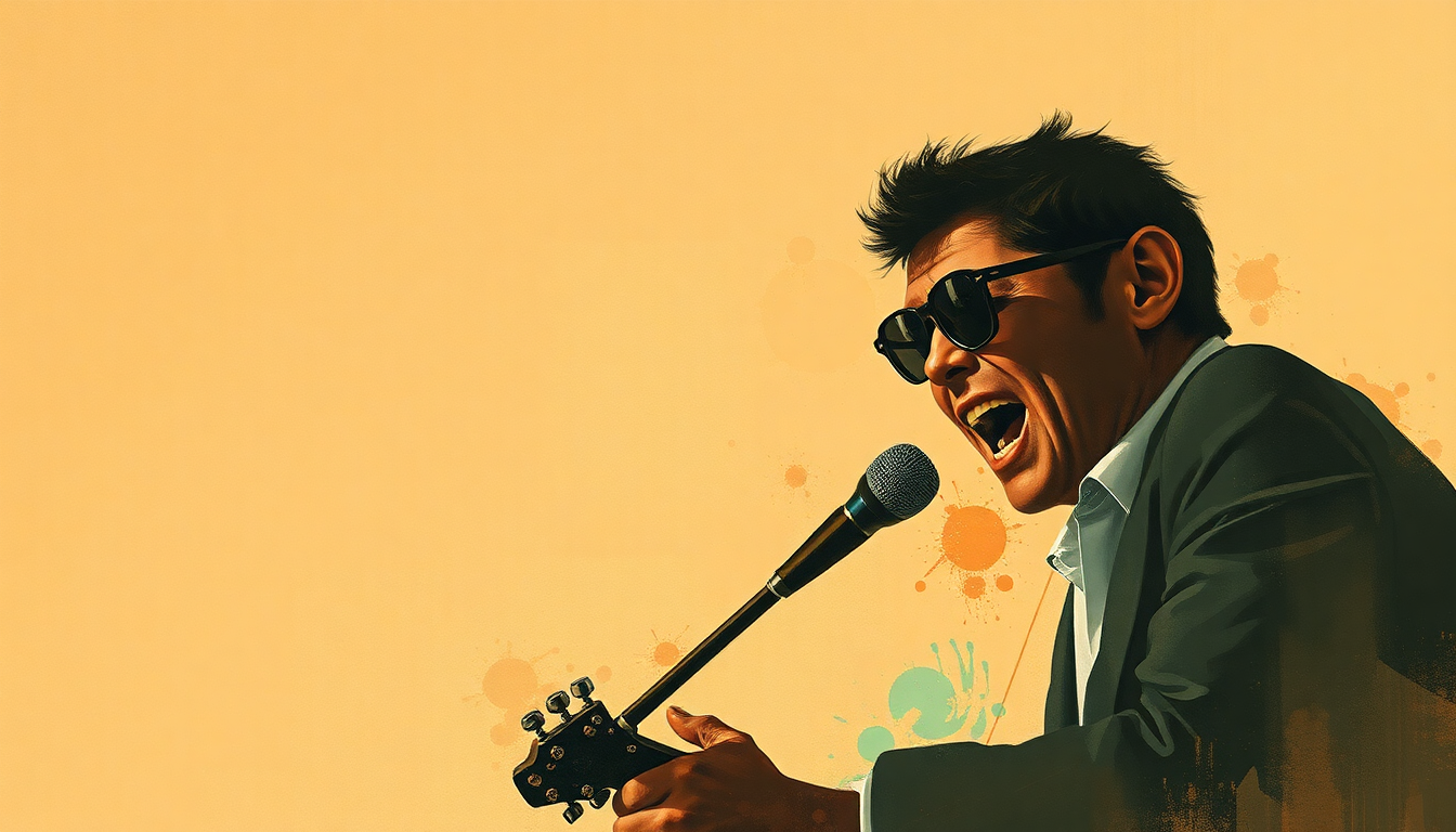 Fan-driven abstract illustration evoking the emotional arc of Too Much Monkey Business by Chuck Berry