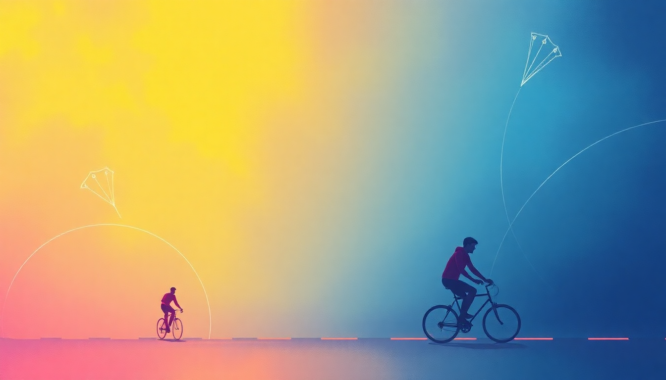 Fan-driven abstract illustration evoking the emotional arc of Tour de France by Kraftwerk