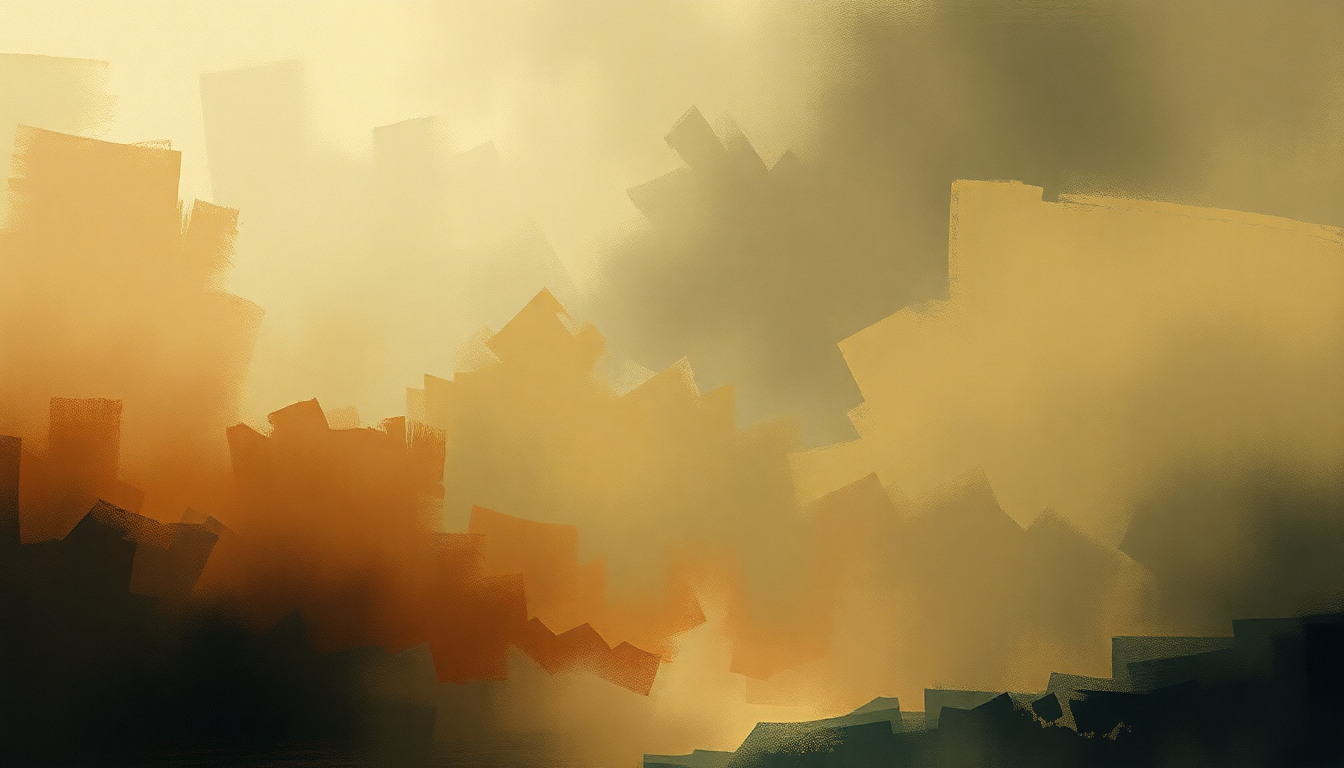 Fan-driven abstract illustration evoking the emotional arc of Tragic Overture by Johannes Brahms