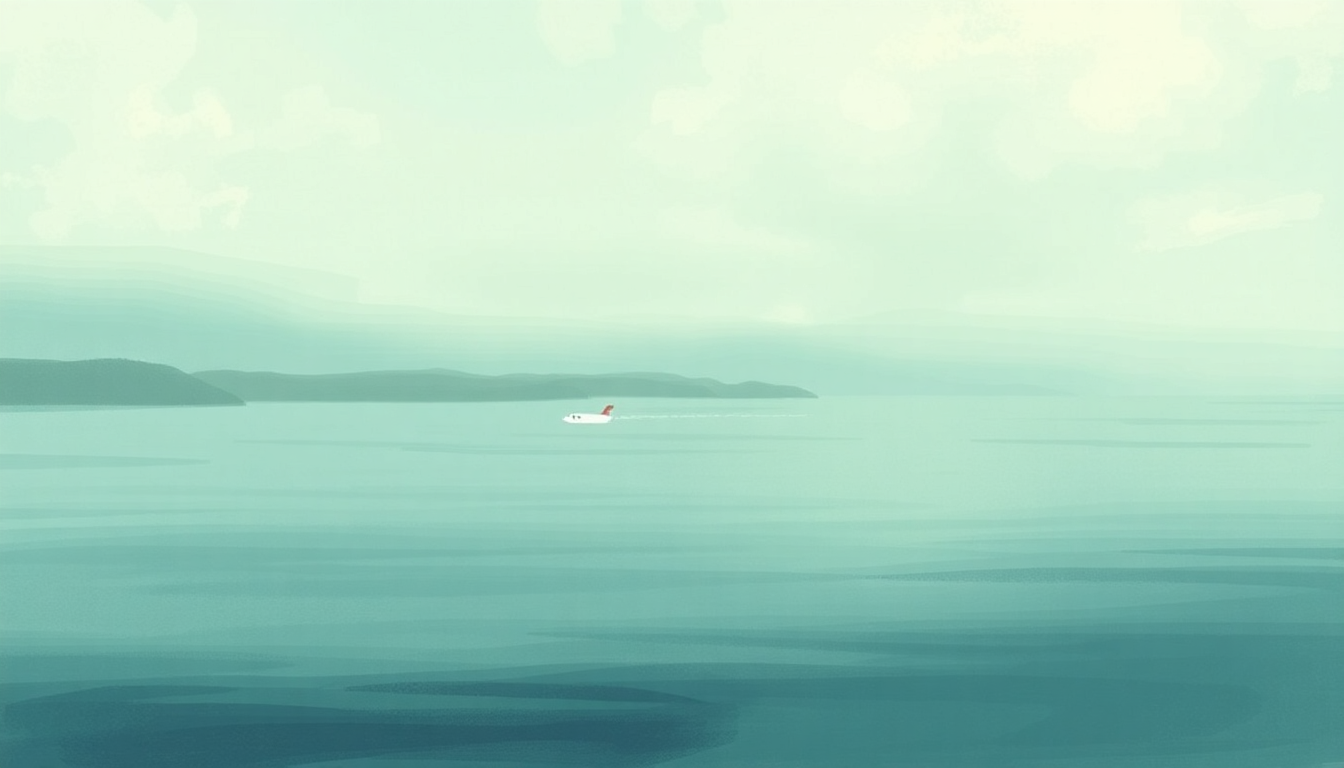 Fan-driven abstract illustration evoking the emotional arc of Train Under Water by Bright Eyes