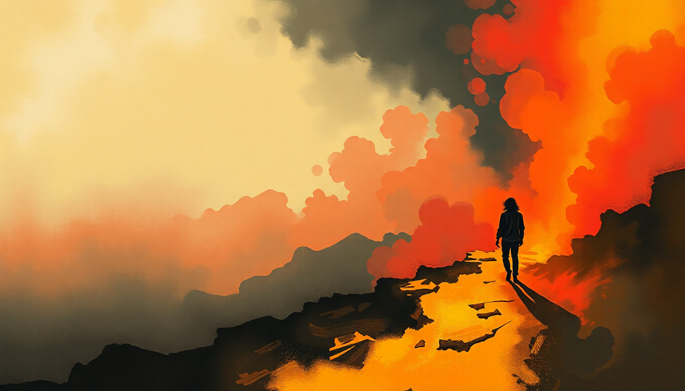 Fan-driven abstract illustration evoking the emotional arc of Trampled Under Foot by Led Zeppelin