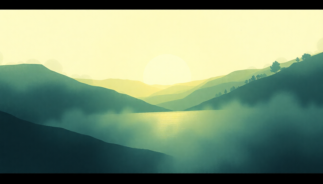 Fan-driven abstract illustration evoking the emotional arc of Traveling Light by Leonard Cohen