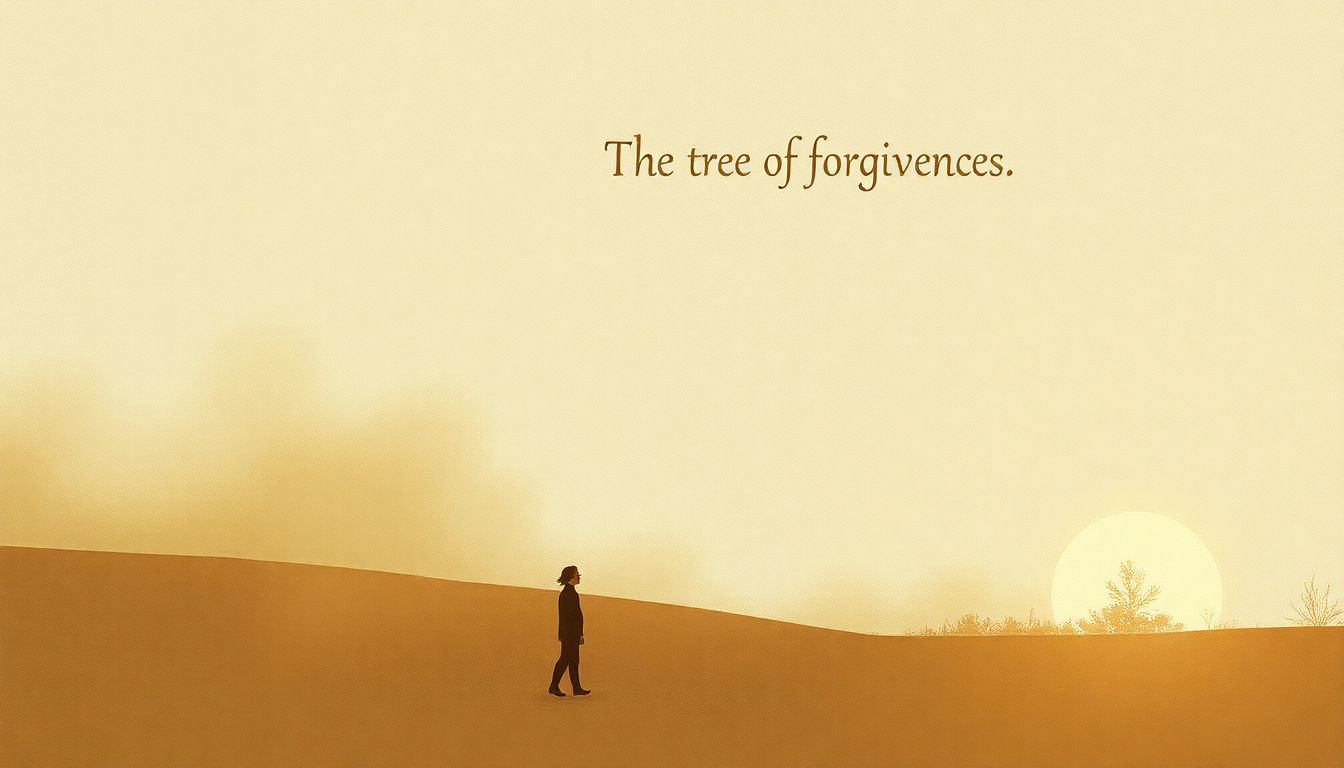 Fan-driven abstract illustration evoking the emotional arc of The Tree of Forgiveness by John Prine