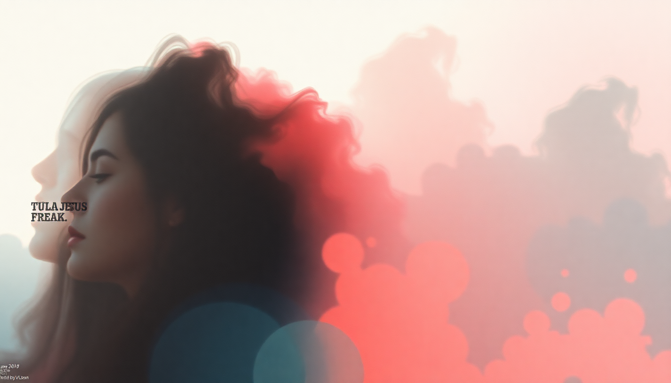 Fan-driven abstract illustration evoking the emotional arc of Tulsa Jesus Freak by Lana Del Rey