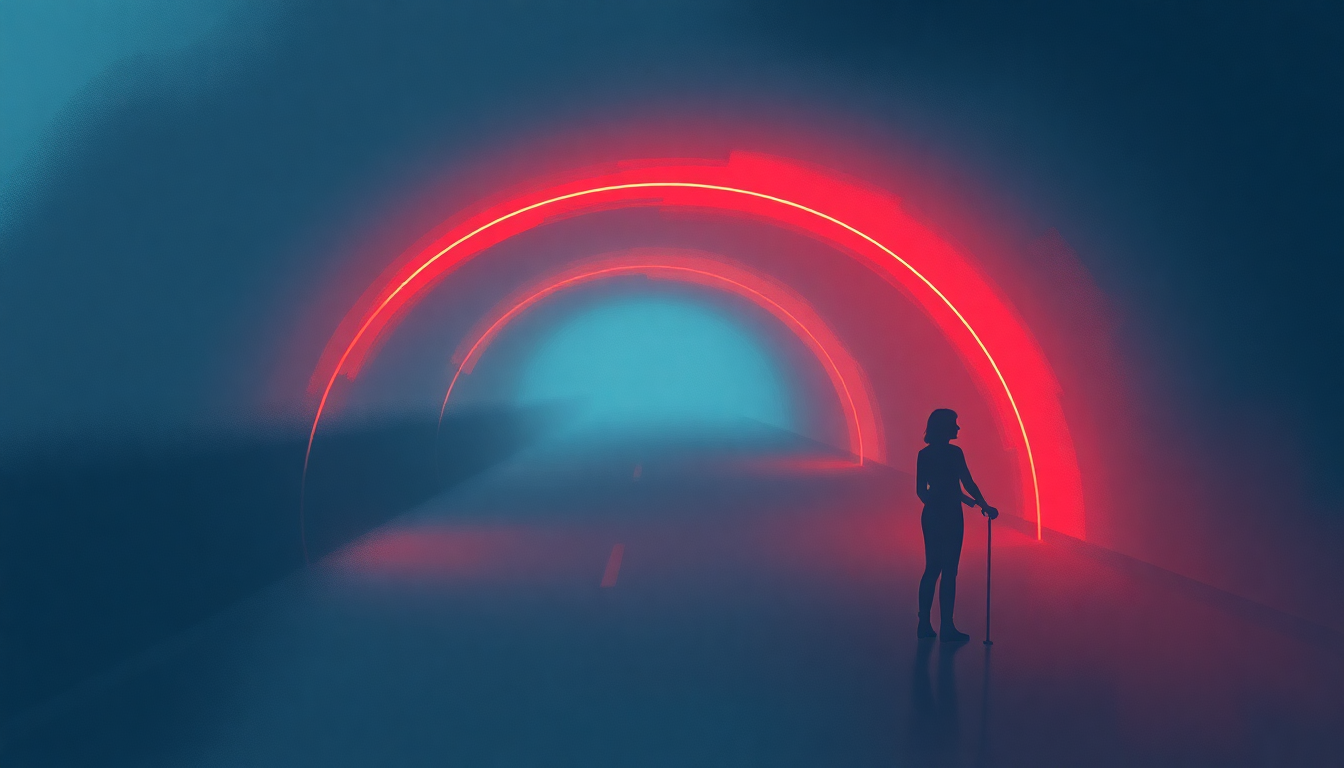 Fan-driven abstract illustration evoking the emotional arc of Tunnel of Love by Bruce Springsteen