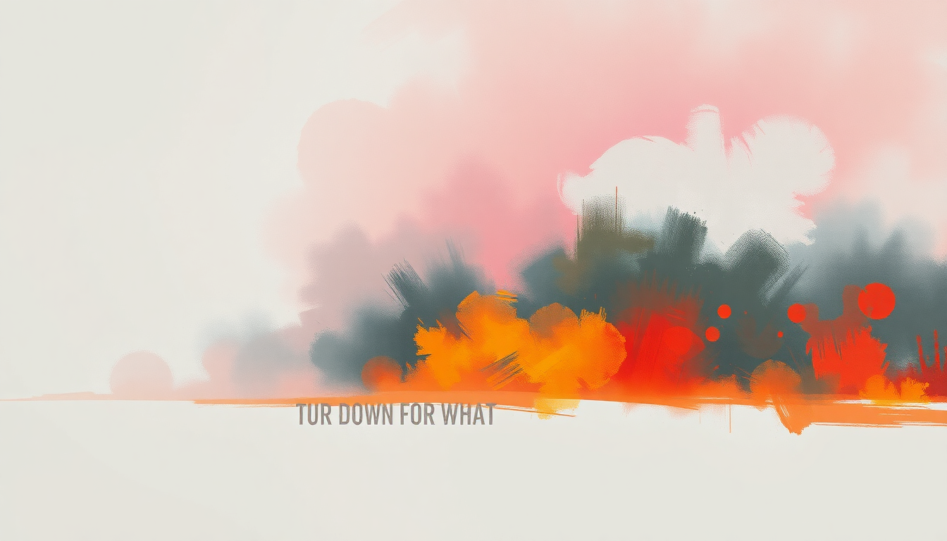 Fan-driven abstract illustration evoking the emotional arc of Turn Down for What by DJ Snake, Lil Jon, Diplo