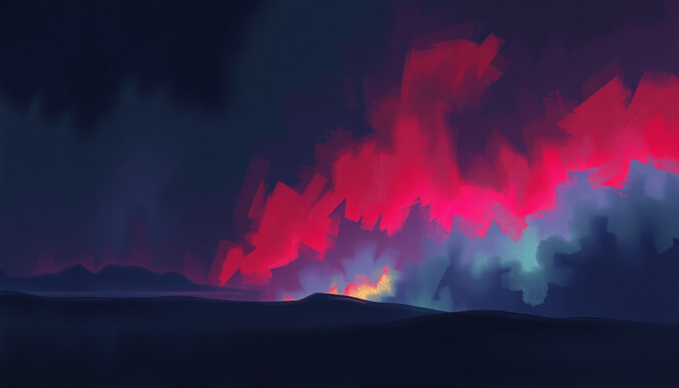 Fan-driven abstract illustration evoking the emotional arc of Turn Up the Night by Black Sabbath