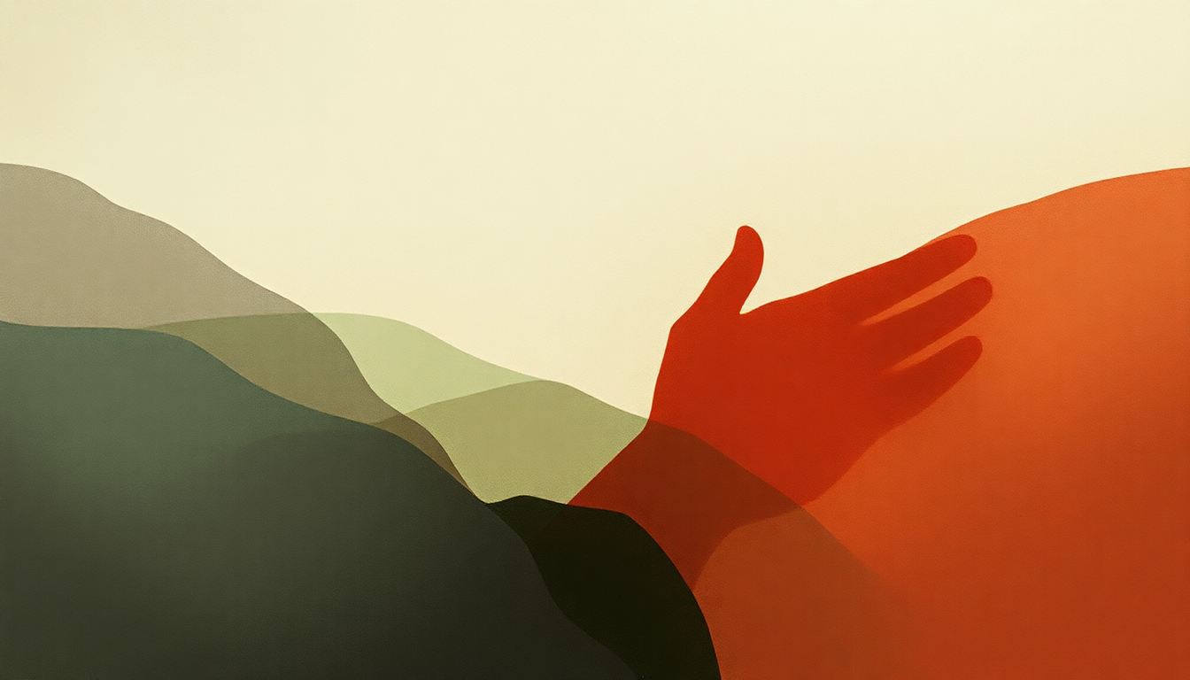 Fan-driven abstract illustration evoking the emotional arc of Two Hands by Big Thief