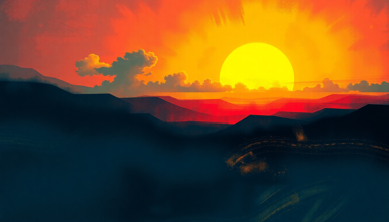 Fan-driven abstract illustration evoking the emotional arc of Under the Sun by Black Sabbath