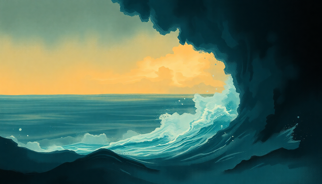 Fan-driven abstract illustration evoking the emotional arc of Undertow by Tool