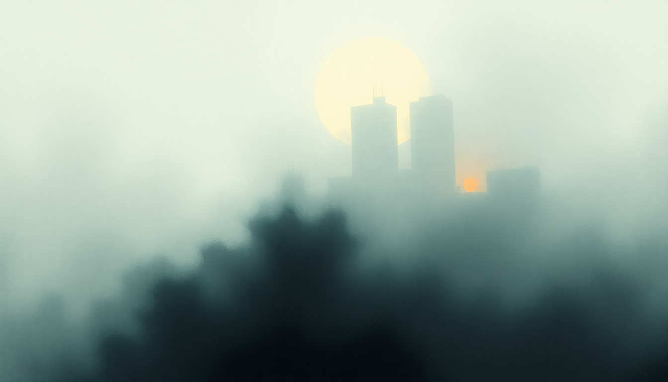 Fan-driven abstract illustration evoking the emotional arc of Undoing a Luciferian Towers by Godspeed You Black Emperor