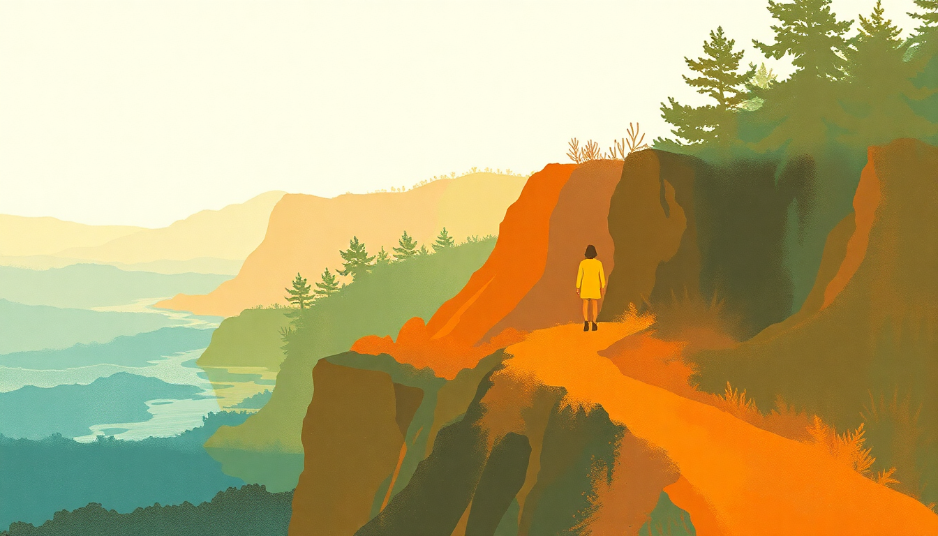 Fan-driven abstract illustration evoking the emotional arc of Up Around the Bend by Creedence Clearwater Revival