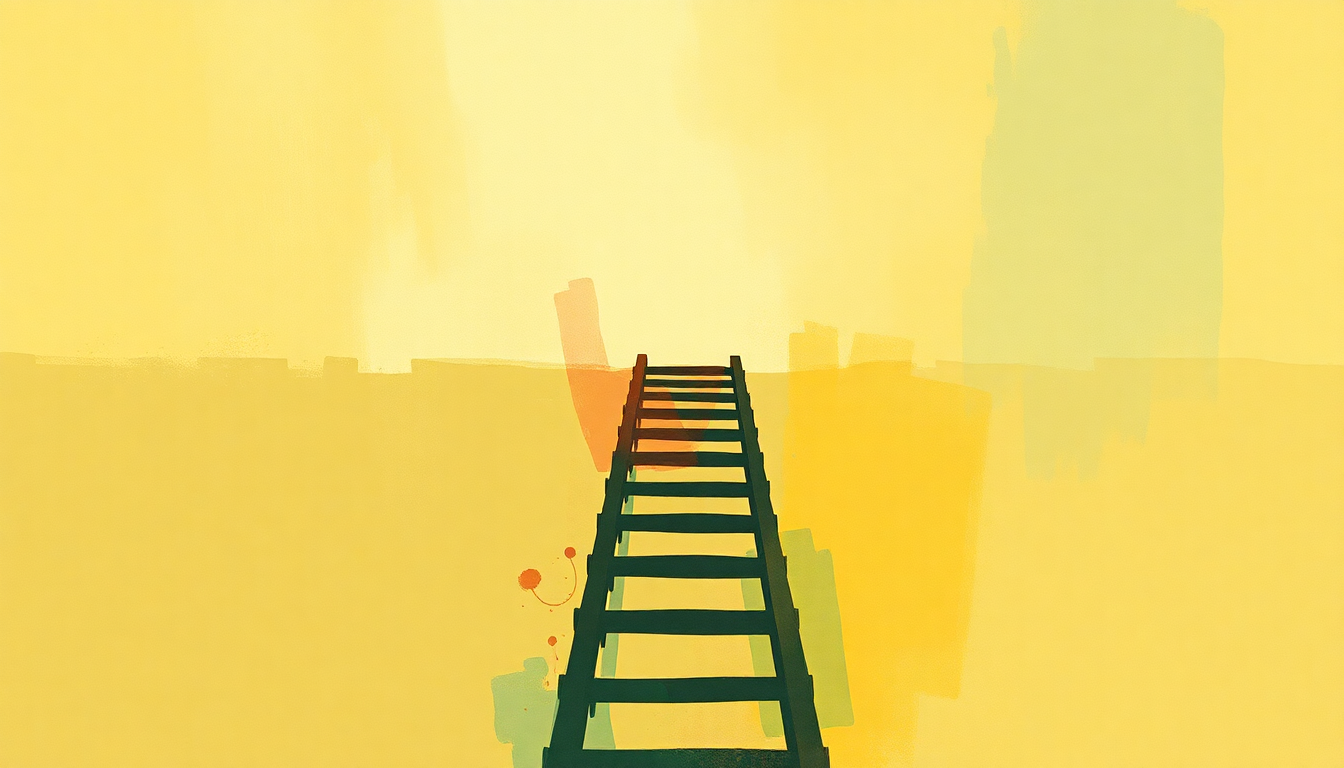 Fan-driven abstract illustration evoking the emotional arc of Up the Ladder to the Roof by The Supremes