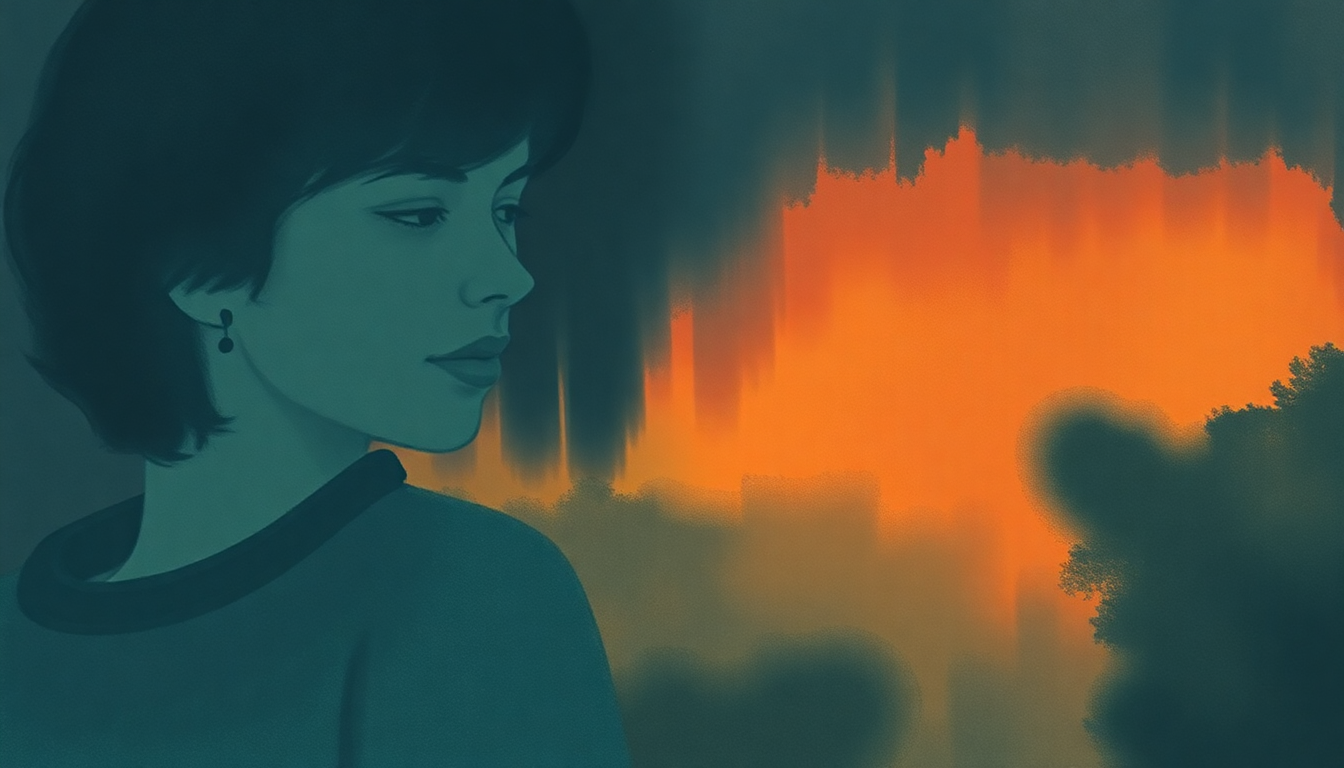 Fan-driven abstract illustration evoking the emotional arc of Vampire Blues by Neil Young