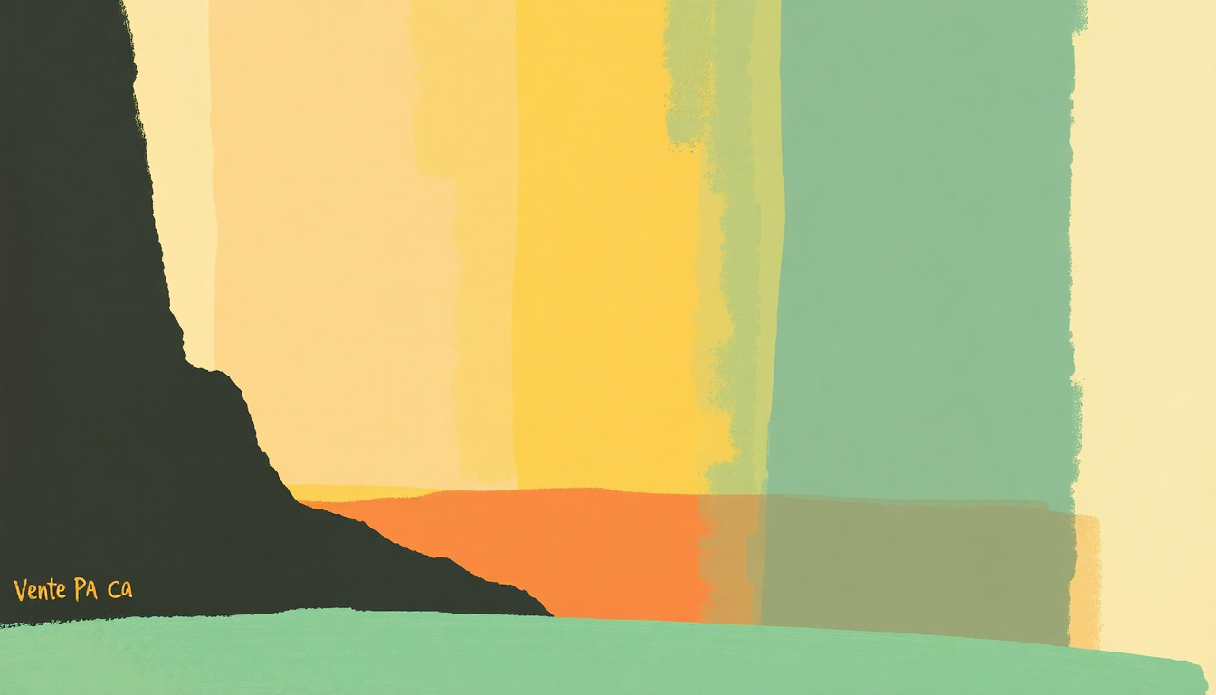 Fan-driven abstract illustration evoking the emotional arc of Vente Pa Ca by Ricky Martin