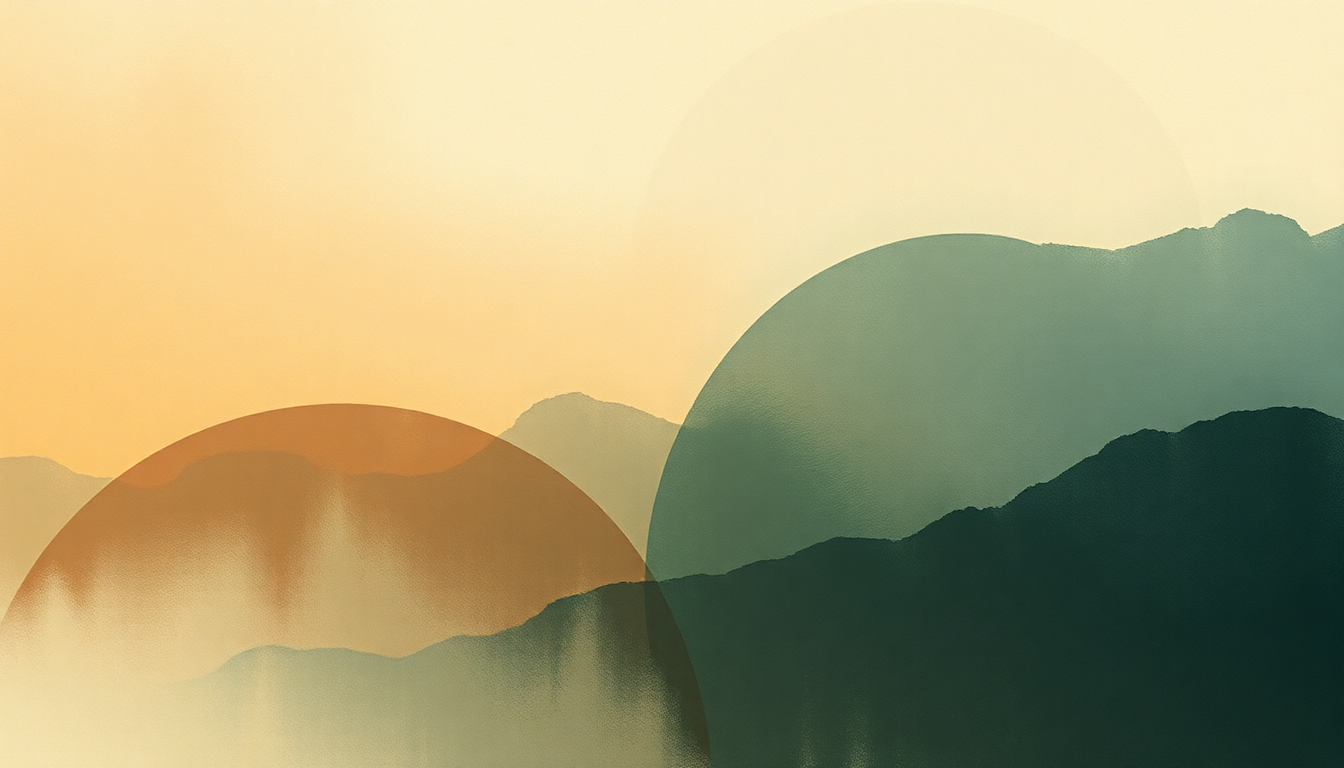 Fan-driven abstract illustration evoking the emotional arc of Vivaldi Recomposed by Max Richter