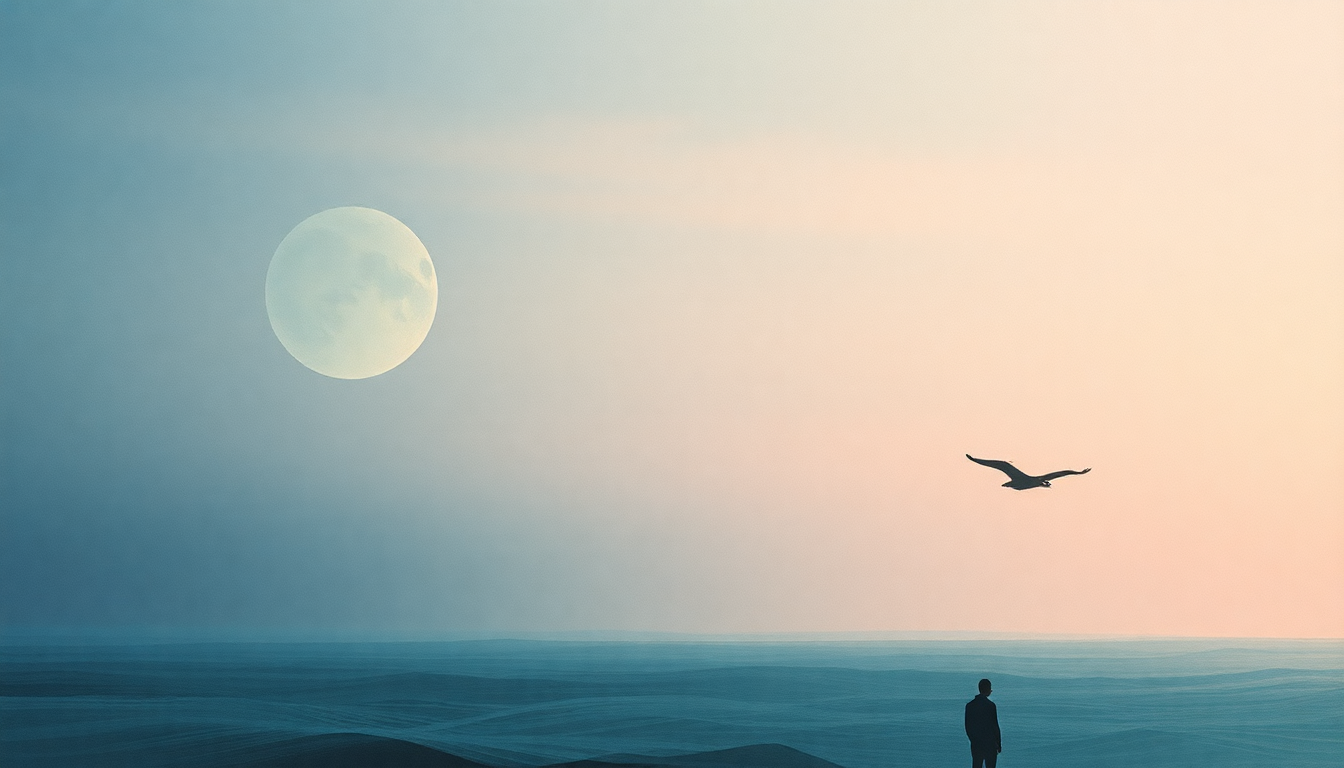 Fan-driven abstract illustration evoking the emotional arc of Volga Sailor by Slint