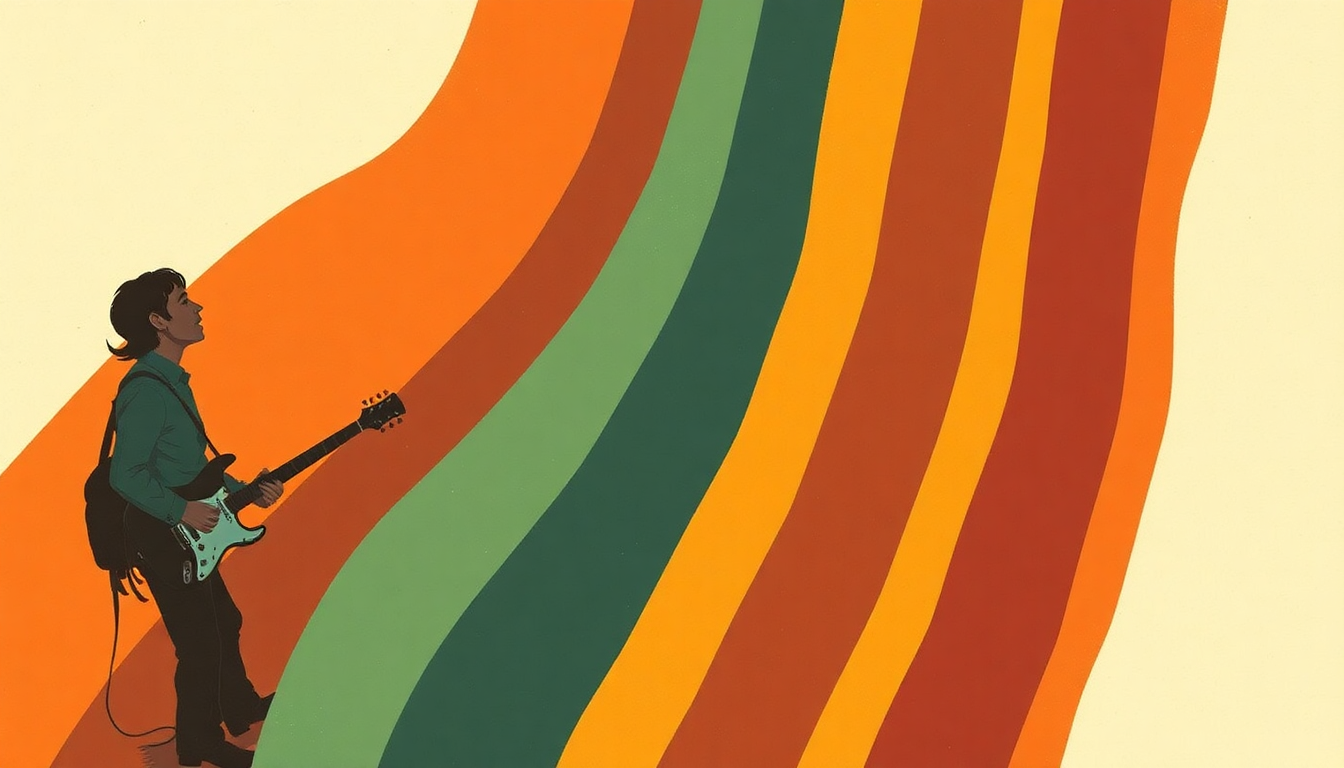 Fan-driven abstract illustration evoking the emotional arc of W S Walcott Medicine Show by The Band