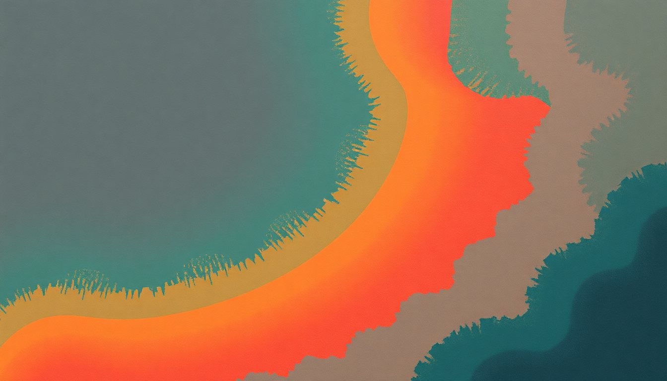 Fan-driven abstract illustration evoking the emotional arc of Wah-Wah by George Harrison