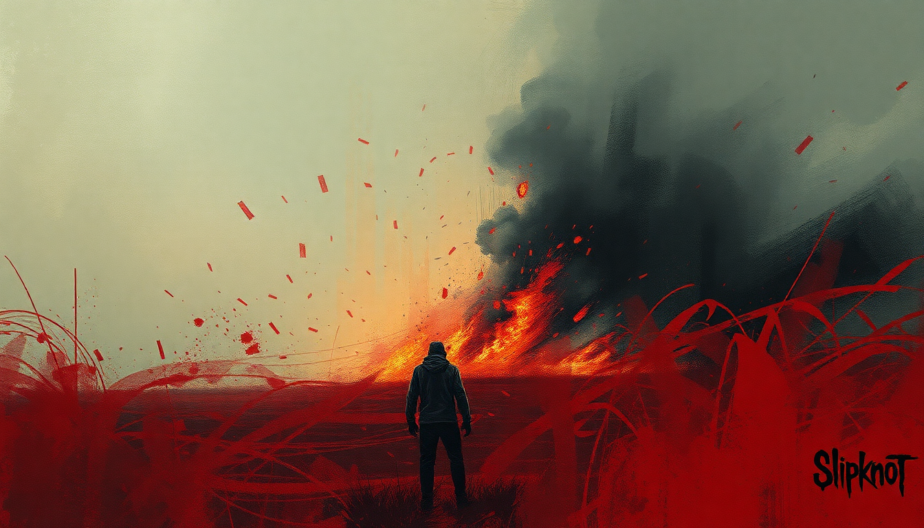 Fan-driven abstract illustration evoking the emotional arc of Wait and Bleed by Slipknot