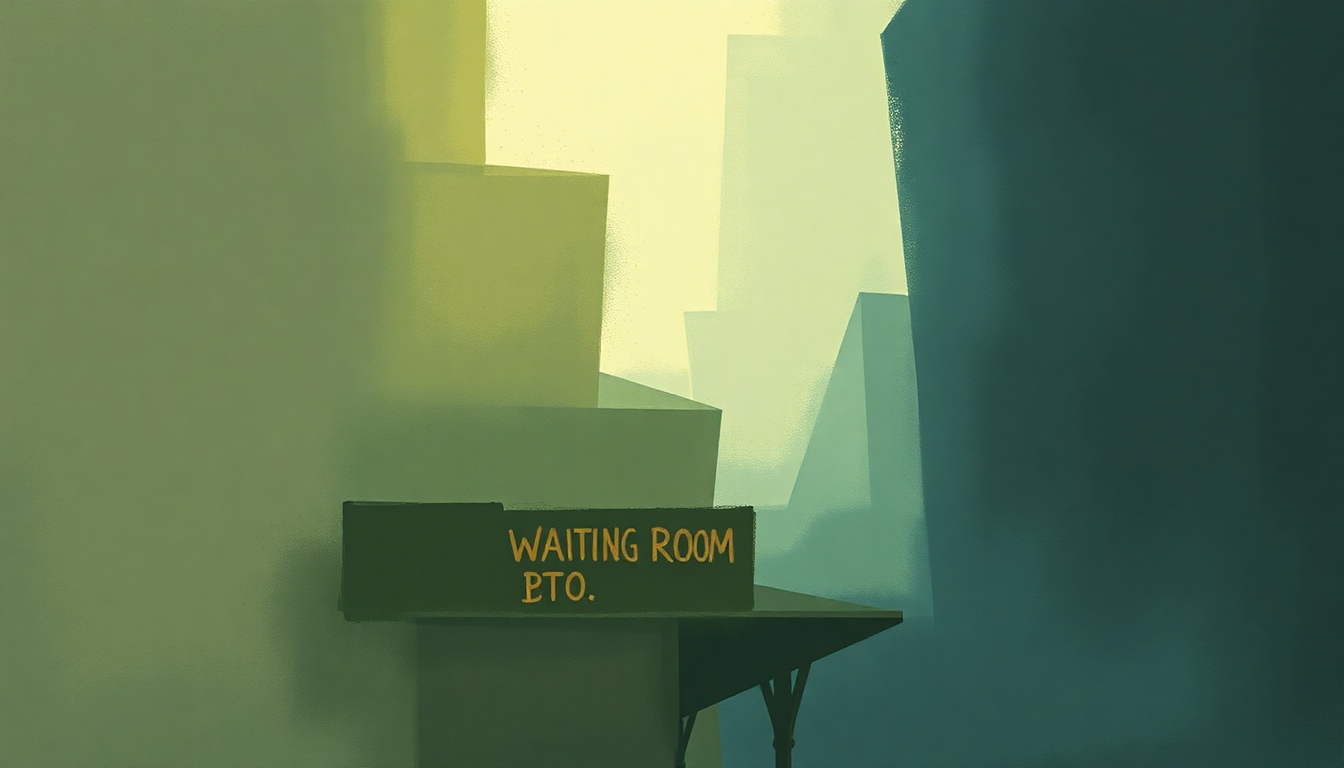 Fan-driven abstract illustration evoking the emotional arc of Waiting Room by Phoebe Bridgers