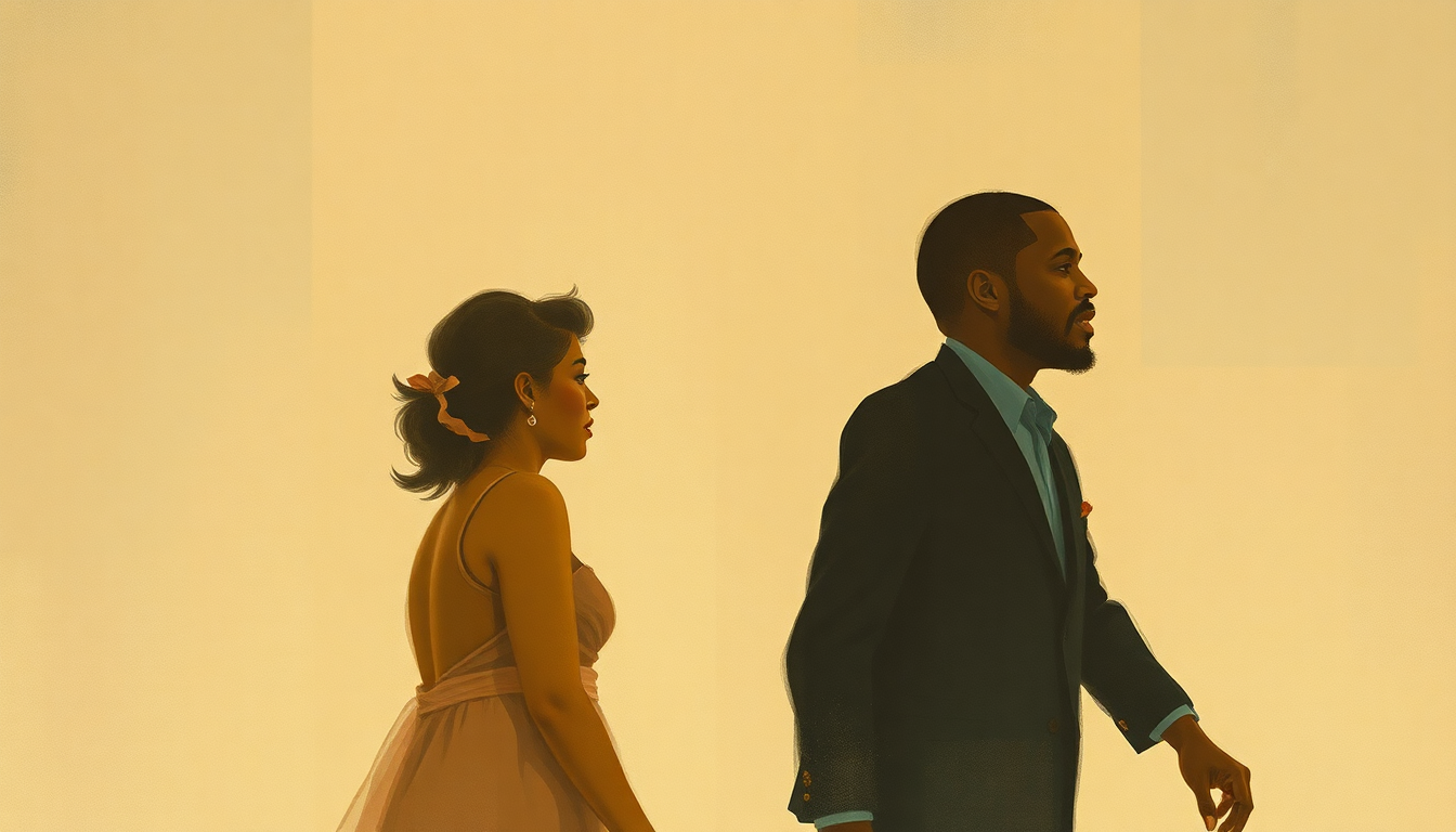 Fan-driven abstract illustration evoking the emotional arc of Walk Away Renee by The Four Tops