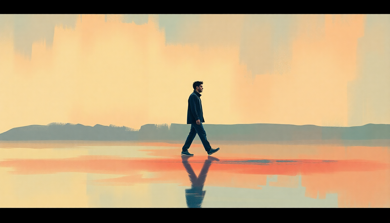 Fan-driven abstract illustration evoking the emotional arc of Walking in My Shoes by Depeche Mode