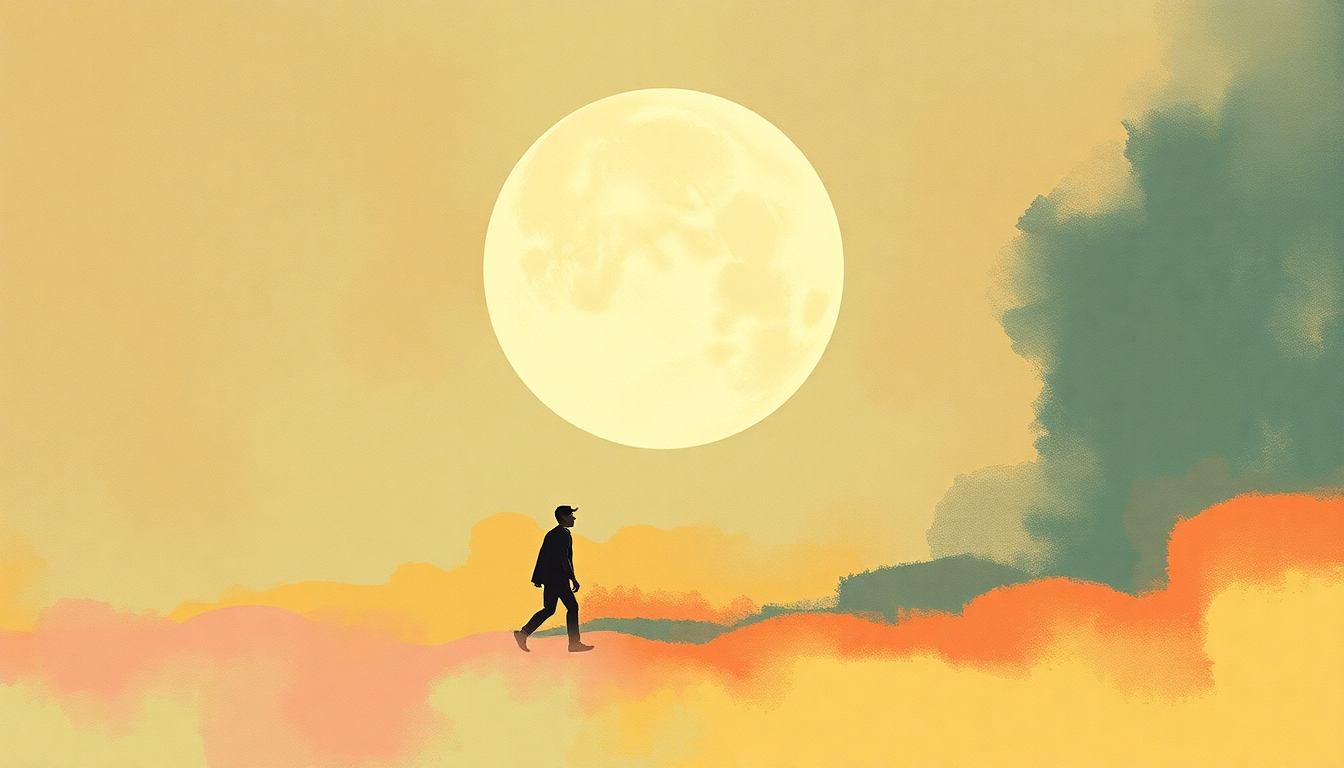 Fan-driven abstract illustration evoking the emotional arc of Walking on the Moon by The Police