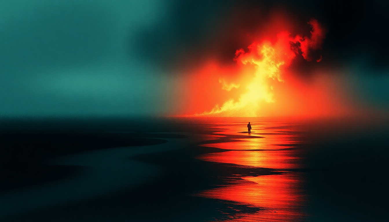 Fan-driven abstract illustration evoking the emotional arc of War by Frankie Goes to Hollywood