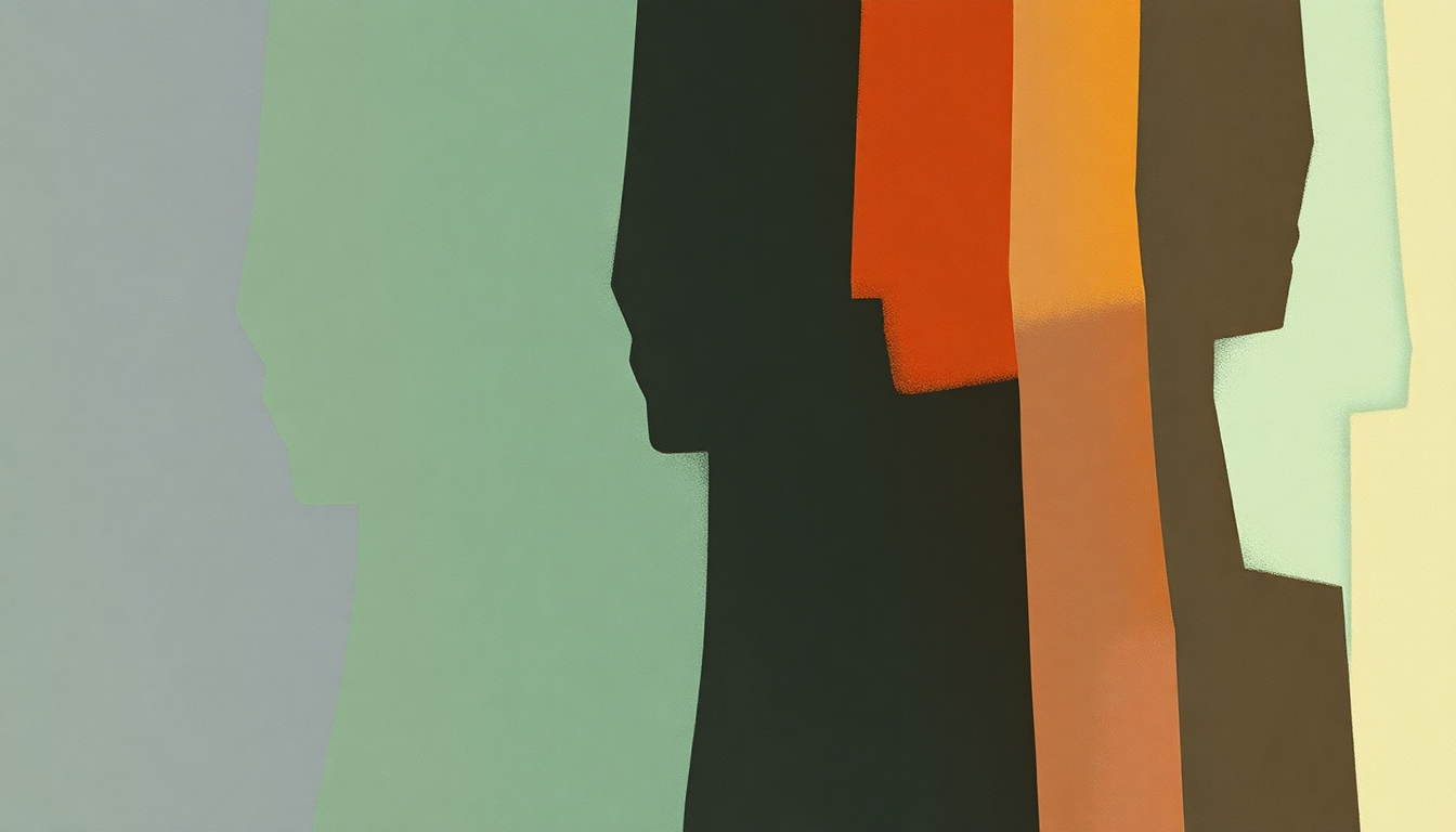 Fan-driven abstract illustration evoking the emotional arc of Warning Sign by Talking Heads