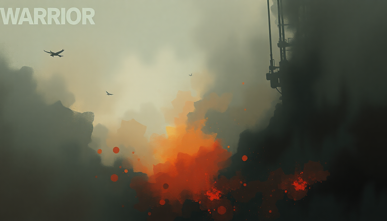 Fan-driven abstract illustration evoking the emotional arc of Warrior by Disturbed