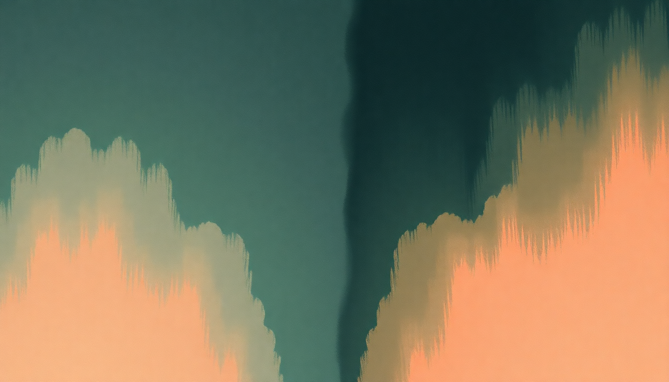 Fan-driven abstract illustration evoking the emotional arc of Washing Machine Heart by Mitski