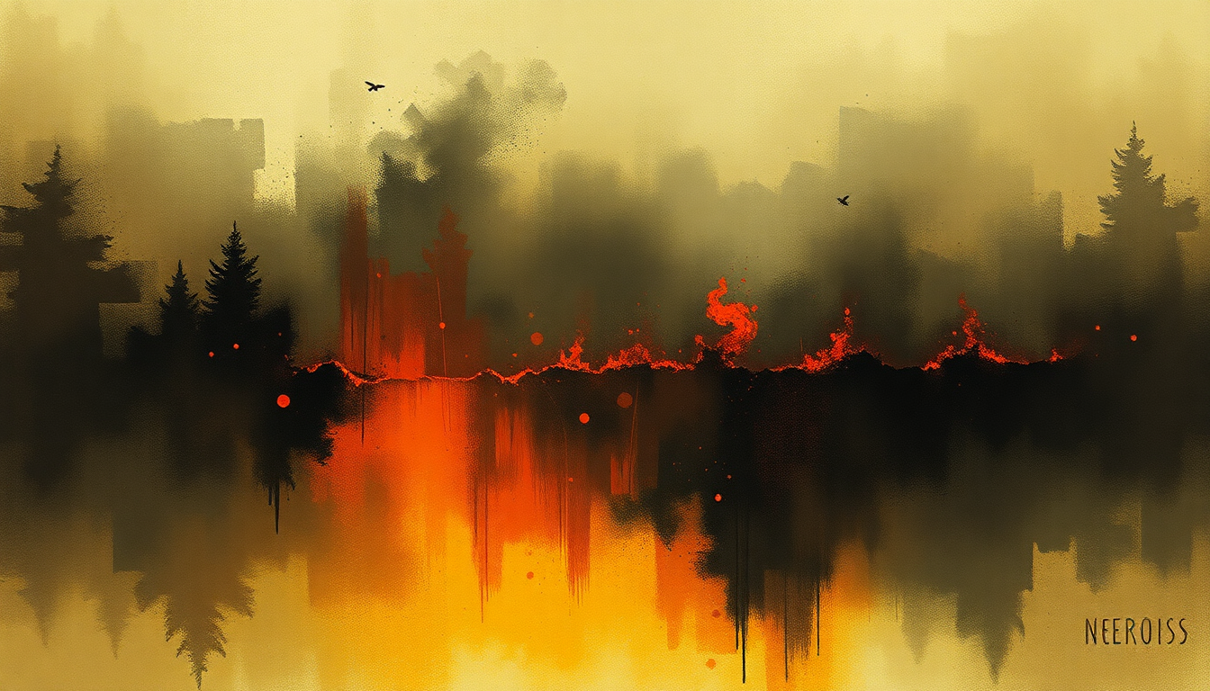 Fan-driven abstract illustration evoking the emotional arc of Watchfire by Neurosis