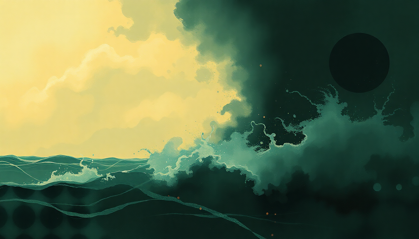 Fan-driven abstract illustration evoking the emotional arc of Water No Get Enemy by Fela Kuti