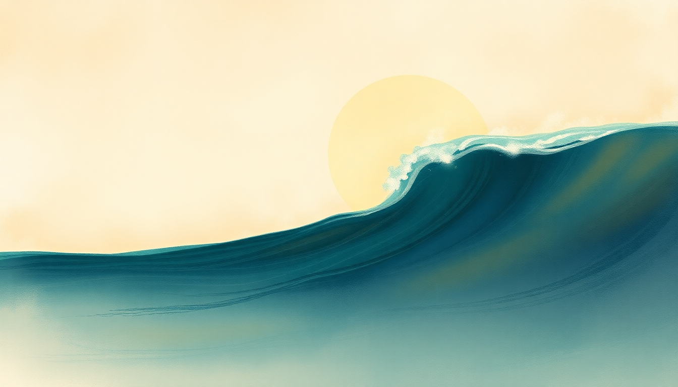 Fan-driven abstract illustration evoking the emotional arc of Wave by Antonio Carlos Jobim