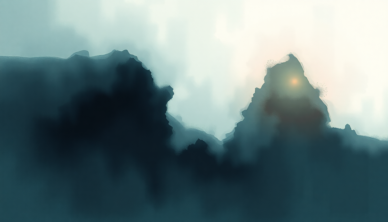 Fan-driven abstract illustration evoking the emotional arc of Wavering by Cave In