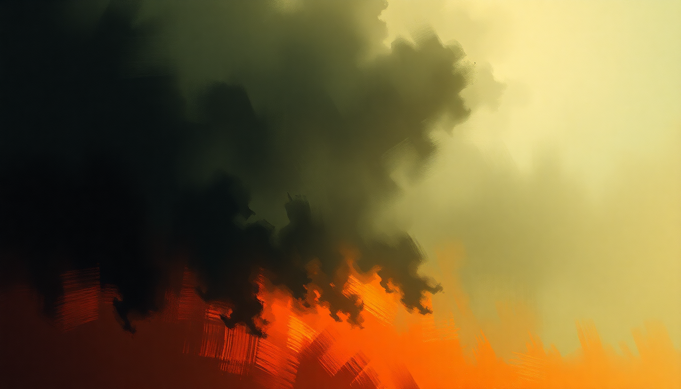 Fan-driven abstract illustration evoking the emotional arc of We Didn't Start the Fire by Billy Joel