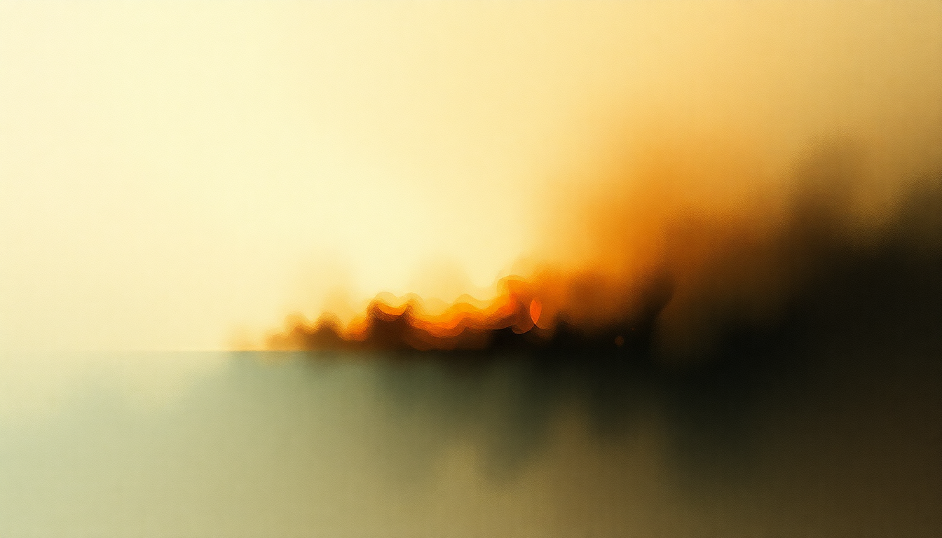 Fan-driven abstract illustration evoking the emotional arc of We Drift Like Worried Fire by Godspeed You Black Emperor