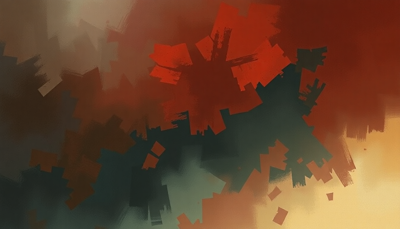 Fan-driven abstract illustration evoking the emotional arc of We're in This Together by Nine Inch Nails