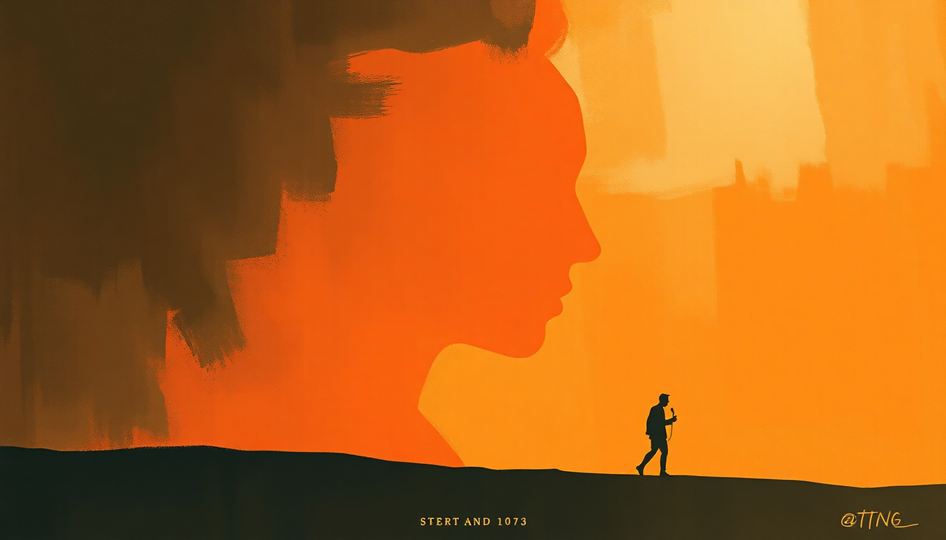 Fan-driven abstract illustration evoking the emotional arc of West Side Story Medley by Oscar Peterson
