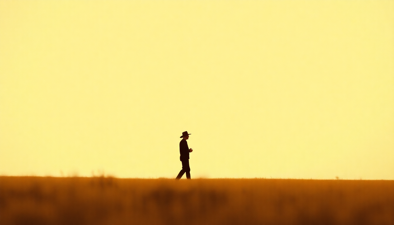 Fan-driven abstract illustration evoking the emotional arc of West Texas Waltz by Joe Ely