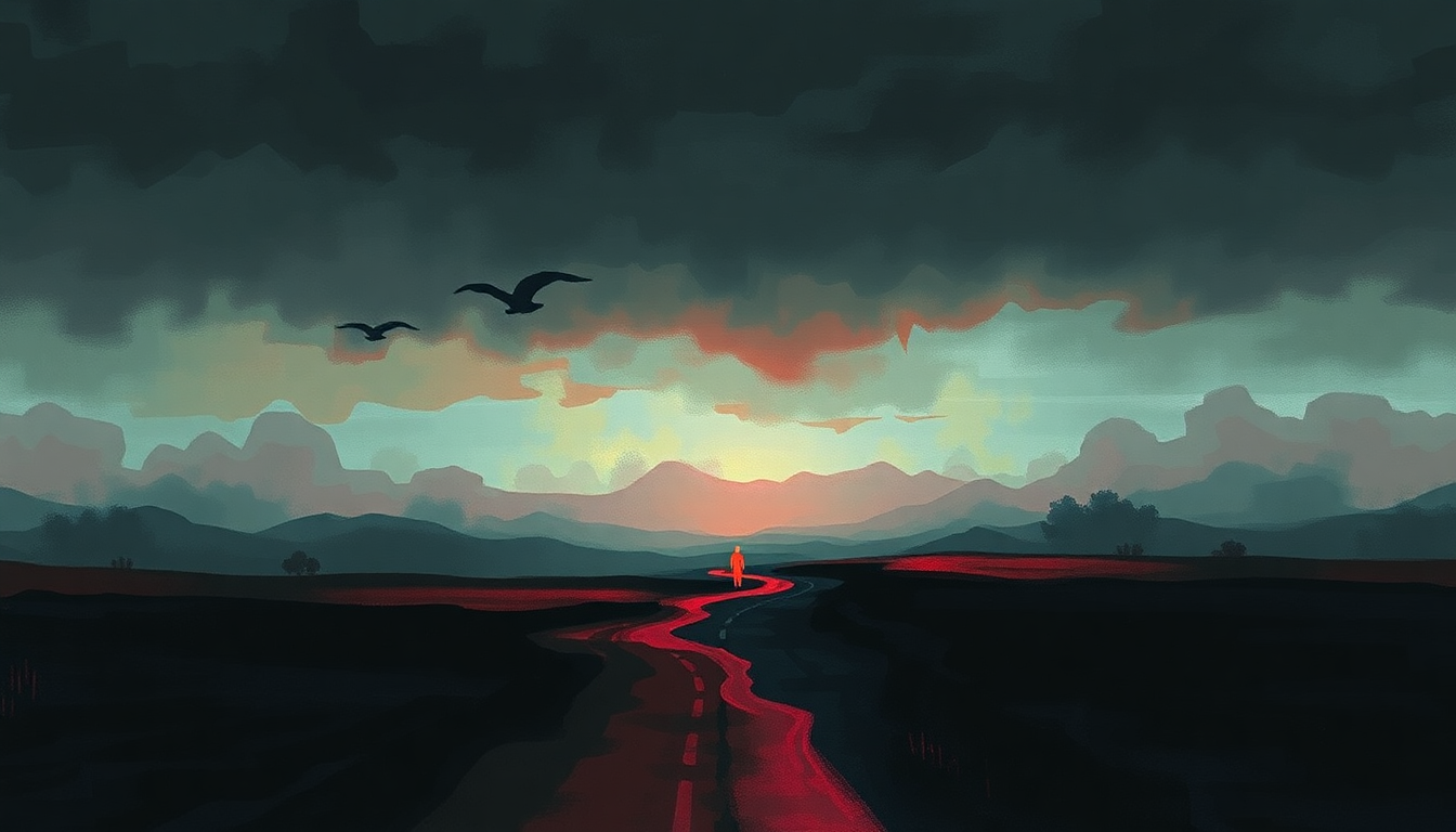Fan-driven abstract illustration evoking the emotional arc of What We All Want by Gang of Four